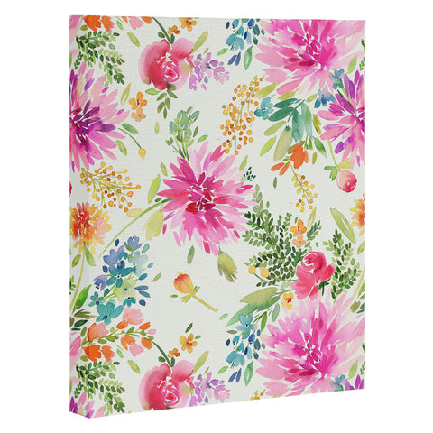 Ninola Design Natural Haze Spring Dahlias Floral Art Canvas