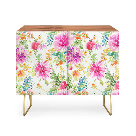 Ninola Design Natural Haze Spring Dahlias Floral Credenza