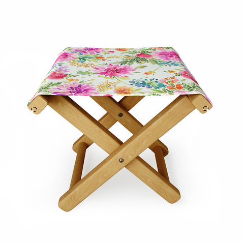 Ninola Design Natural Haze Spring Dahlias Floral Folding Stool