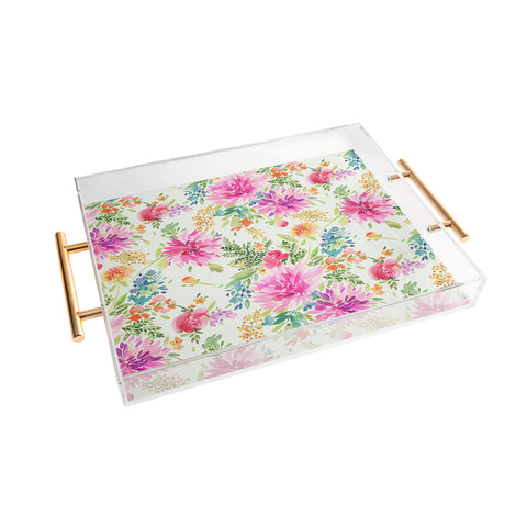 Ninola Design Natural Haze Spring Dahlias Floral Acrylic Tray