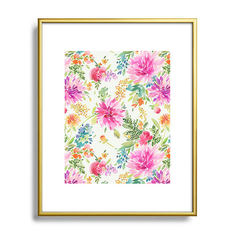 Ninola Design Natural Haze Spring Dahlias Floral Metal Framed Art Print
