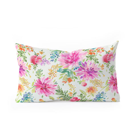 Ninola Design Natural Haze Spring Dahlias Floral Oblong Throw Pillow