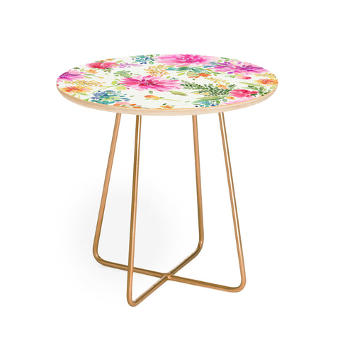 Ninola Design Natural Haze Spring Dahlias Floral Round Side Table