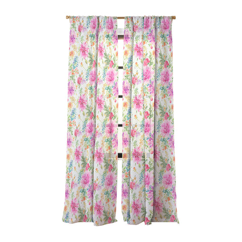 Ninola Design Natural Haze Spring Dahlias Floral Sheer Window Curtain