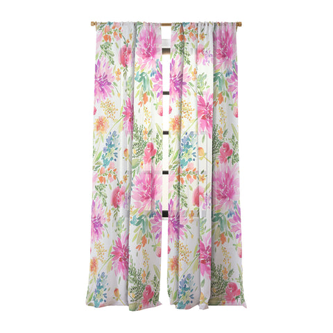 Ninola Design Natural Haze Spring Dahlias Floral Sheer Non Repeat