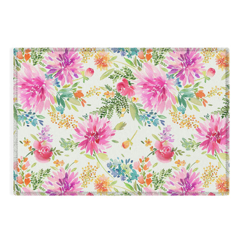 Ninola Design Natural Haze Spring Dahlias Floral Outdoor Rug