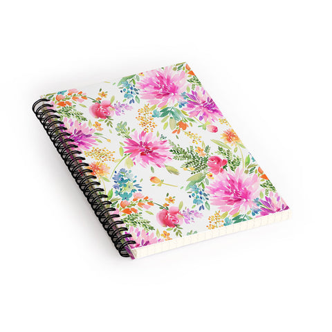 Ninola Design Natural Haze Spring Dahlias Floral Spiral Notebook