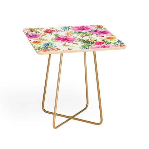 Ninola Design Natural Haze Spring Dahlias Floral Side Table