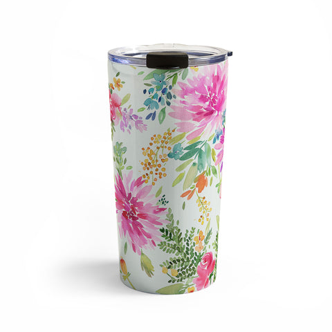 Ninola Design Natural Haze Spring Dahlias Floral Travel Mug