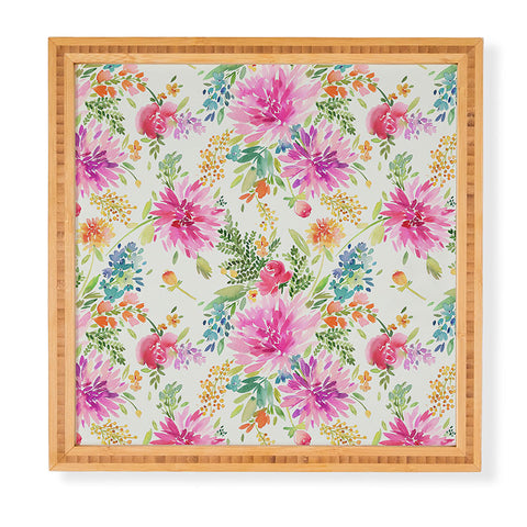 Ninola Design Natural Haze Spring Dahlias Floral Framed Wall Art
