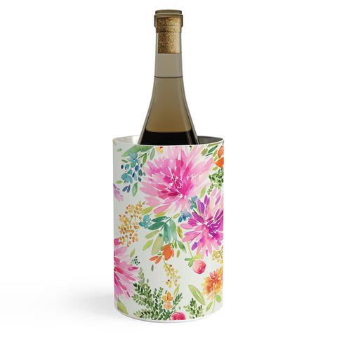 Ninola Design Natural Haze Spring Dahlias Floral Wine Chiller