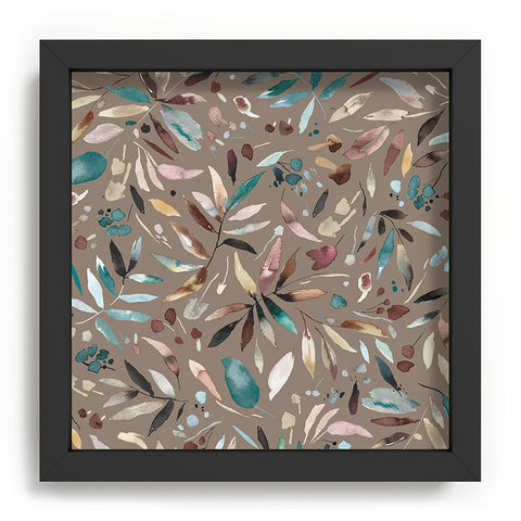 Ninola Design Nature Botanical Leaves Fall Brown Recessed Framing Square