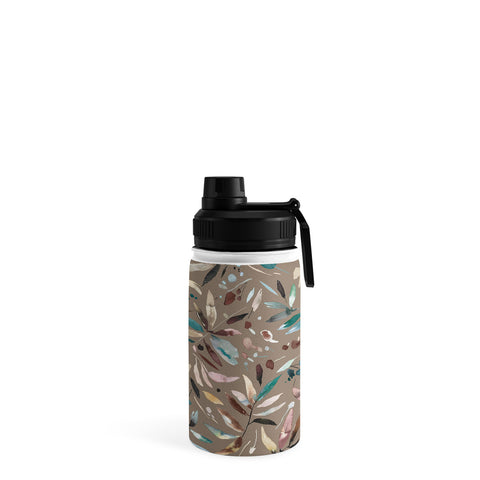 Ninola Design Nature Botanical Leaves Fall Brown Water Bottle