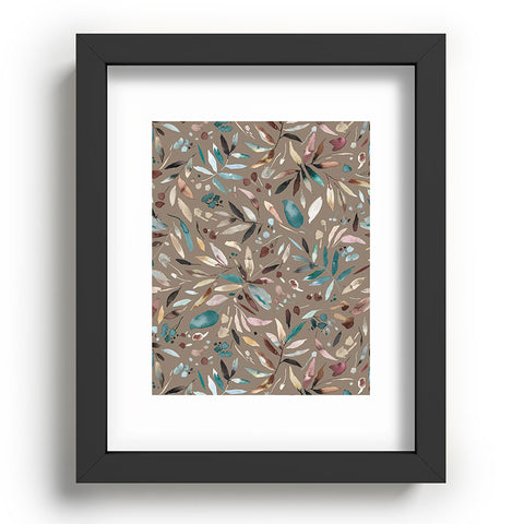 Ninola Design Nature Botanical Leaves Fall Brown Recessed Framing Rectangle