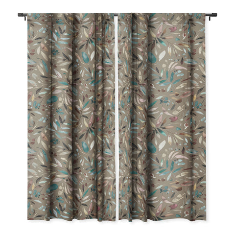 Ninola Design Nature Botanical Leaves Fall Brown Blackout Non Repeat