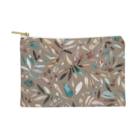 Ninola Design Nature Botanical Leaves Fall Brown Pouch