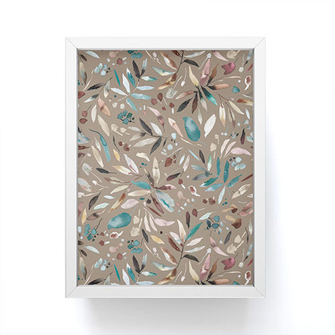 Ninola Design Nature Botanical Leaves Fall Brown Framed Mini Art Print