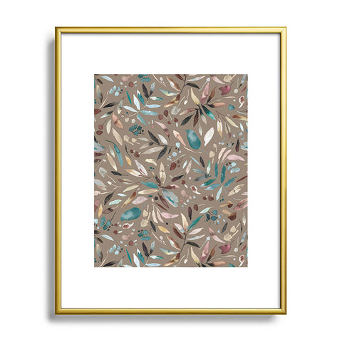 Ninola Design Nature Botanical Leaves Fall Brown Metal Framed Art Print