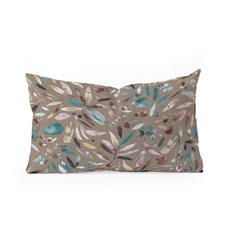 Ninola Design Nature Botanical Leaves Fall Brown Oblong Throw Pillow