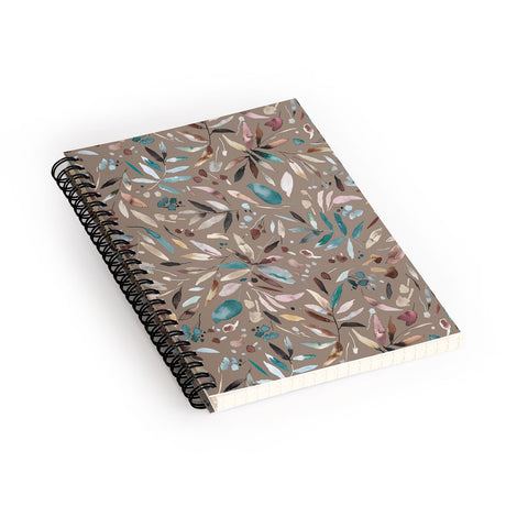 Ninola Design Nature Botanical Leaves Fall Brown Spiral Notebook