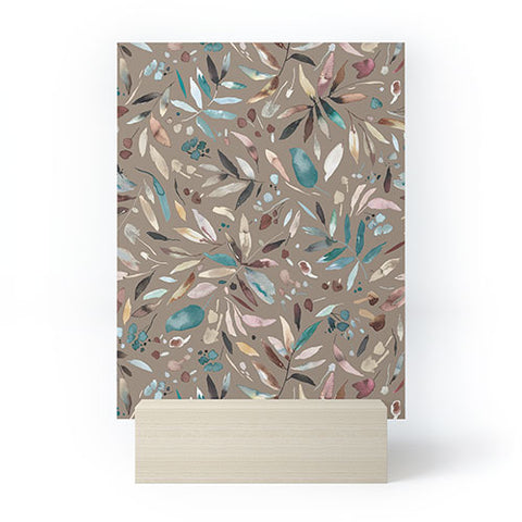 Ninola Design Nature Botanical Leaves Fall Brown Mini Art Print