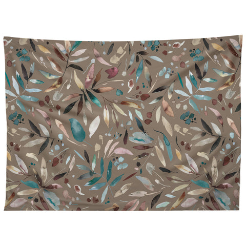 Ninola Design Nature Botanical Leaves Fall Brown Tapestry