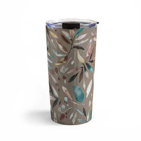 Ninola Design Nature Botanical Leaves Fall Brown Travel Mug