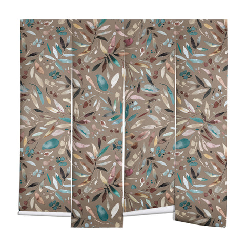 Ninola Design Nature Botanical Leaves Fall Brown Wall Mural