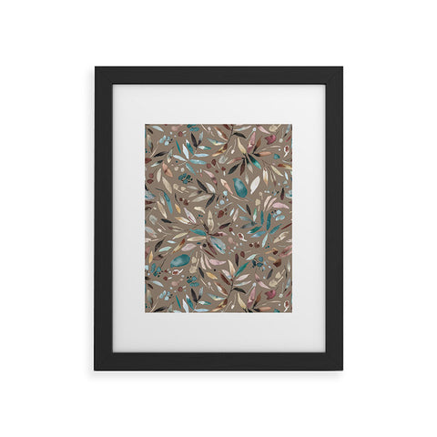 Ninola Design Nature Botanical Leaves Fall Brown Framed Art Print