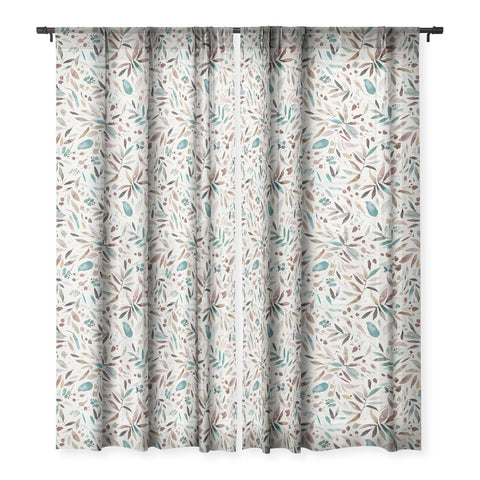 Ninola Design Nature Botanical Leaves Fall Sheer Window Curtain