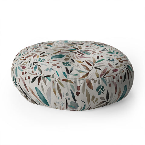 Ninola Design Nature Botanical Leaves Fall Floor Pillow Round