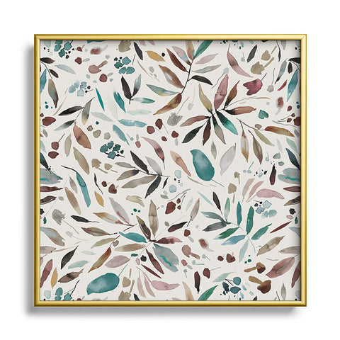 Ninola Design Nature Botanical Leaves Fall Square Metal Framed Art Print