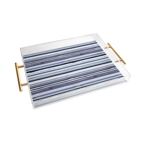 Ninola Design Ombre Sea Stripes Navy Acrylic Tray