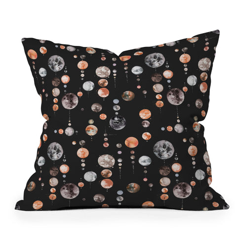 Ninola Design Orange Astronomy Dark Moons Outdoor Throw Pillow