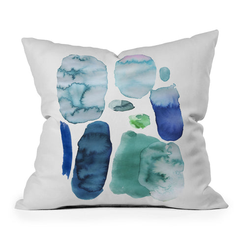 Ninola Design Organic watercolor blue Outdoor Throw Pillow