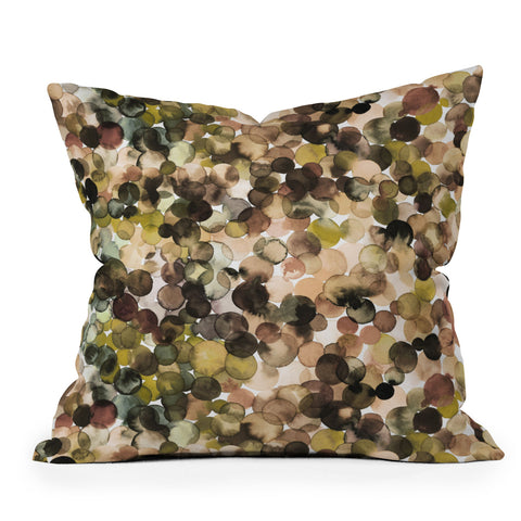 Ninola Design Overlapped Rustic Dots Yellow Outdoor Throw Pillow