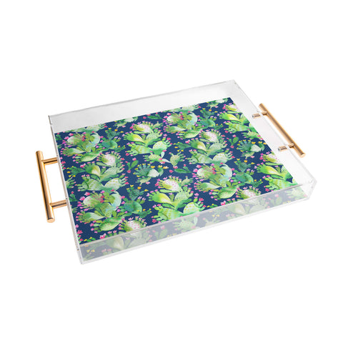 Ninola Design Paddle Cactus Blue Acrylic Tray