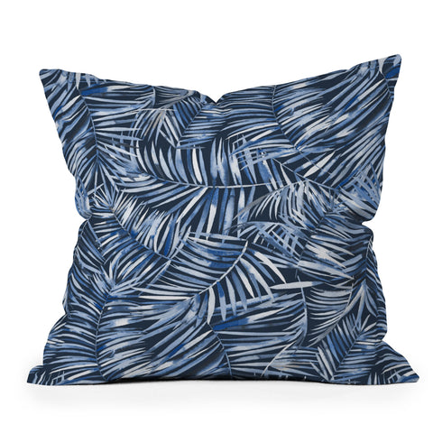 Ninola Design Palms branches navy Outdoor Throw Pillow