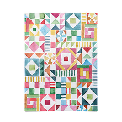 Ninola Design Patchwork Checker Joy of together Poster