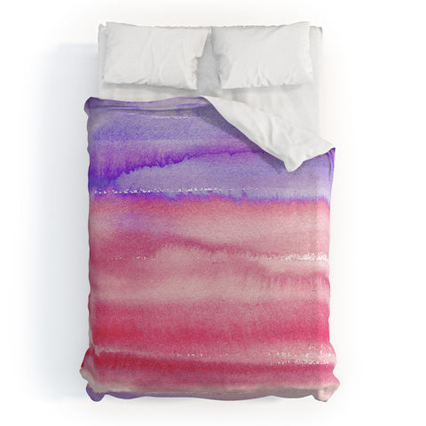 Ninola Design Pink Coral Watercolor Gradient Duvet Cover