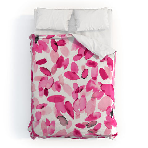 Ninola Design Pink flower petals abstract stains Duvet Cover