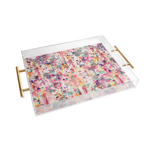 Ninola Design Pink Graffiti Flowers Acrylic Tray