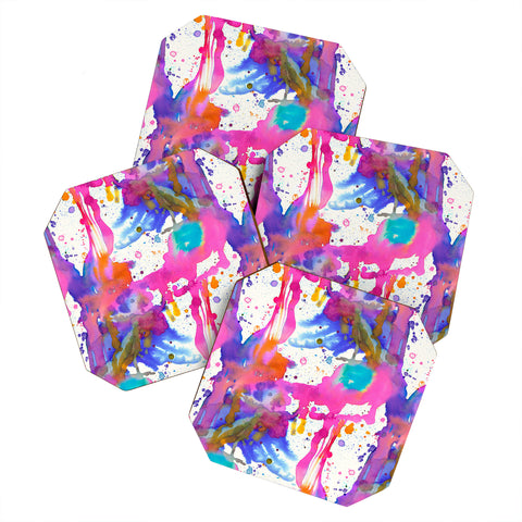 Ninola Design Pink paint splashes dripping Coaster Set