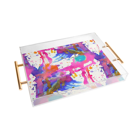 Ninola Design Pink paint splashes dripping Acrylic Tray