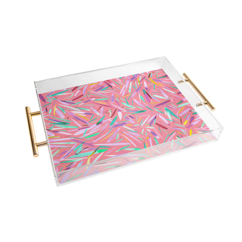 Ninola Design Pink rain stripes abstract Acrylic Tray