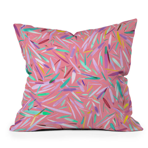 Ninola Design Pink rain stripes abstract Outdoor Throw Pillow