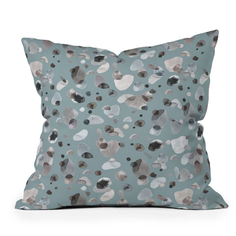 Ninola Design Playful organic shapes Moody blue Outdoor Throw Pillow