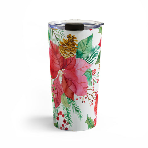 Ninola Design Poinsettia holiday flowers Travel Mug