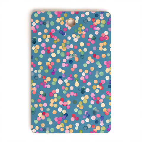 Ninola Design Polka Dots Happy Blue Cutting Board Rectangle