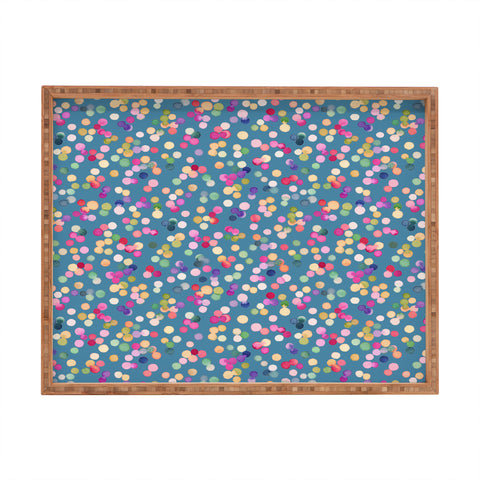 Ninola Design Polka Dots Happy Blue Rectangular Tray